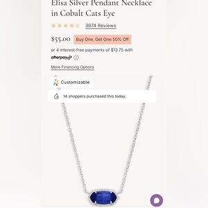 Kendra Scott Elisa Pendant in Cobalt Cat’s Eye